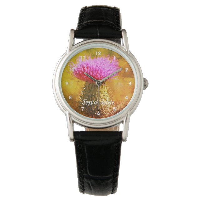 Lila Blume Abstrakt Personalisiert Armbanduhr (Vorderseite)