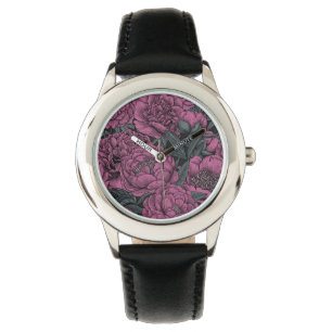 Lila Blume Armbanduhr