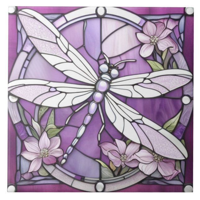 Lila Blume aus verkettetem Glattglas Fliese (Vorderseite)