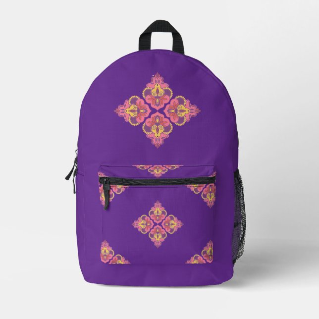 Lila Blume Bedruckter Rucksack (Vorderseite)
