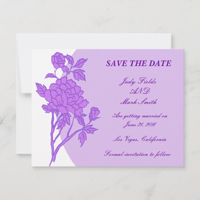 Lila Blume Benutzerdefinierte Save the Date-Karte Einladung (Vorderseite)