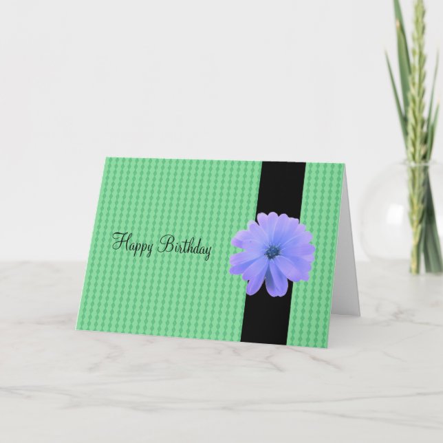 Lila Blume Black Ribbon Birthday wünscht Karte (Vorderseite)