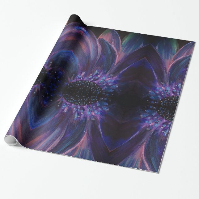 Lila Blume Blätter Kunstverpackungspapier Geschenkpapier (Ungerollt)