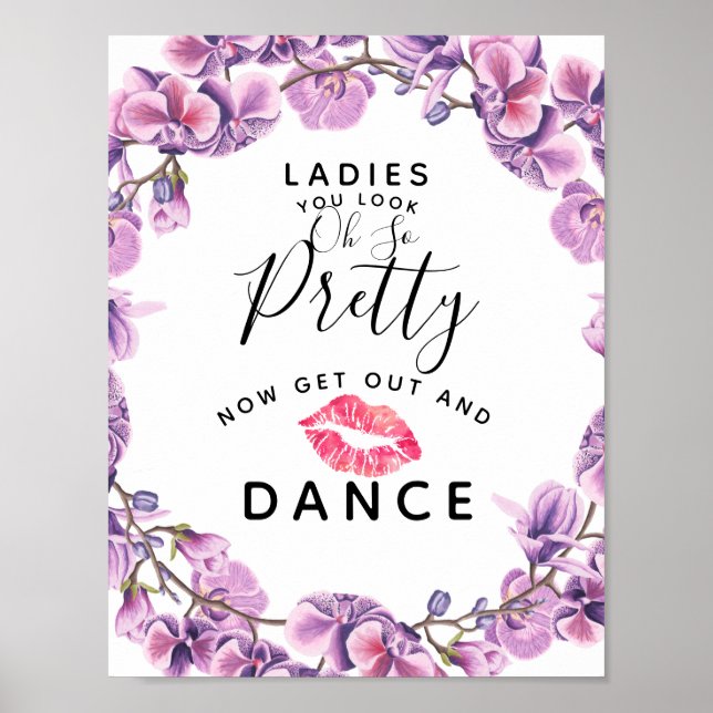 lila Blume Blattwerk Damen BADEZIMMER Hochzeitszei Poster (Vorne)