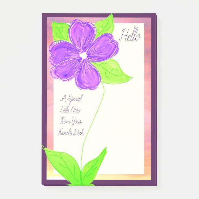 Lila Blume Bloom Post-it Klebezettel (Vorderseite)