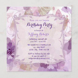 Lila Blume blüht Geburtstagspartei Einladung
