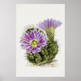 Lila Blume Cactus Sketch Art Poster