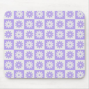 Lila Blume Checkerboard Modernes Retro Checked Mousepad