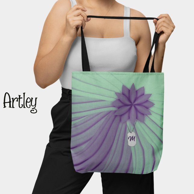 Lila Blume des Hundetempels für Grünmetalle Tasche (Von Creator hochgeladen)