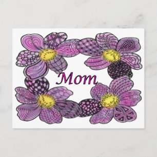 Lila Blume Doodled MAMA Design Postkarte