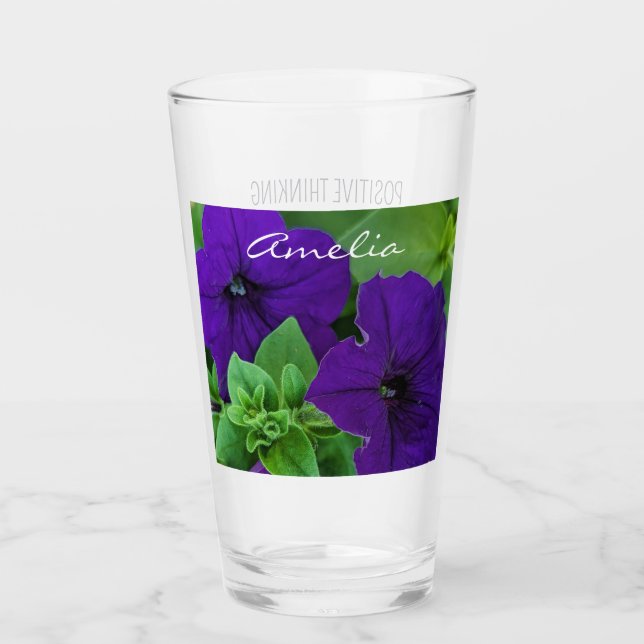 Lila Blume Foto Bible Verse Positives Denken Glas (Vorderseite)