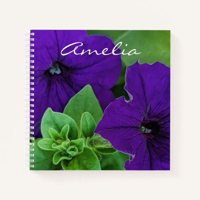 Lila Blume Foto Bible Verse Positives Denken Notizbuch (Vorderseite)
