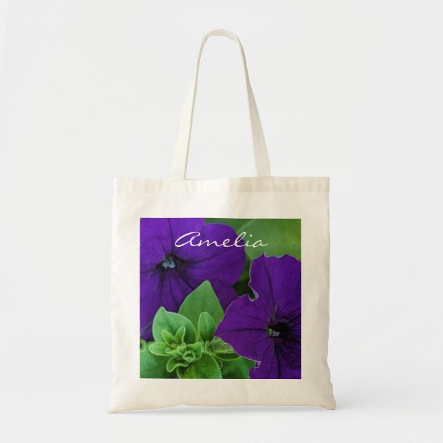 Lila Blume Foto Bible Verse Positives Denken Tragetasche (Vorne)
