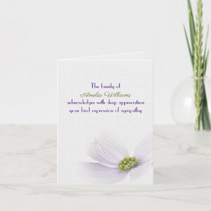 Lila Blume für Beileid Danke von der Familie Karte