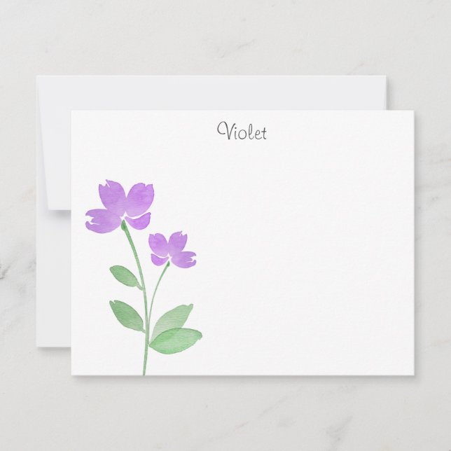 Lila Blume für Wasserfarben - Merkkarte Mitteilungskarte (Vorderseite)