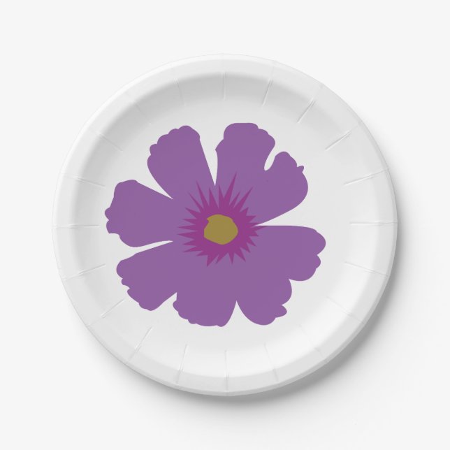 Lila Blume Geburtstag Pappteller (Vorderseite)
