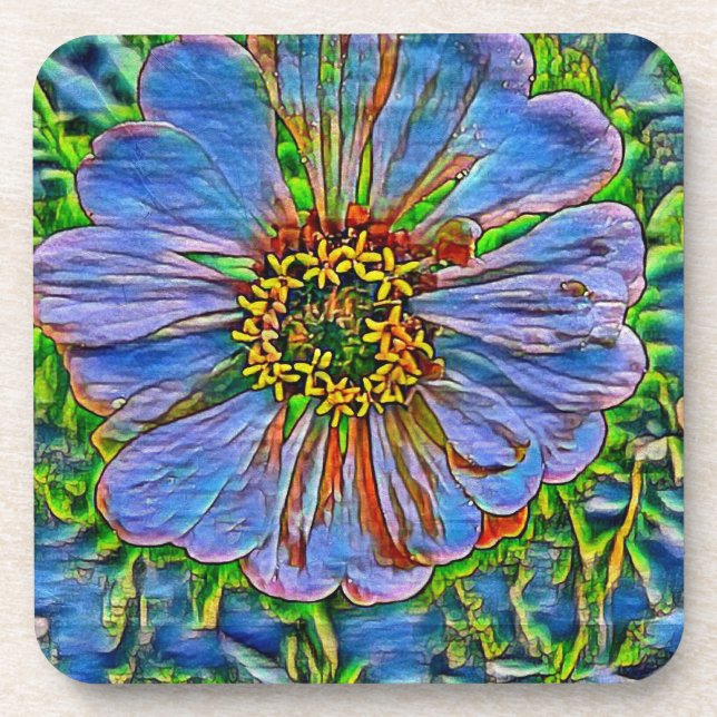 Lila Blume Getränkeuntersetzer (Vorderseite)