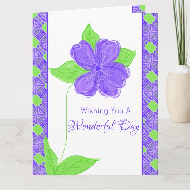 Lila Blume Happy Birthday Karte (Vorderseite)