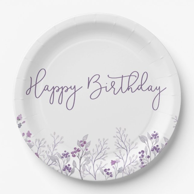 Lila Blume Happy Birthday Paper Teller (Vorderseite)