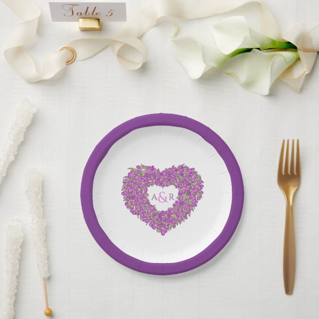 Lila Blume Hochzeitstuppenmuskeln Pappteller (Hochzeit)