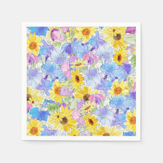 lila Blume in gelb-blau Serviette