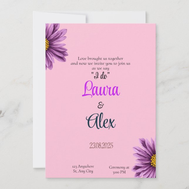 Lila Blume Inspiration für Hochzeitsfeiern Einladung (Vorderseite)