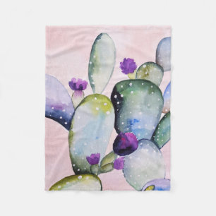 Lila Blume Kaktus (Nopal) Fleecedecke