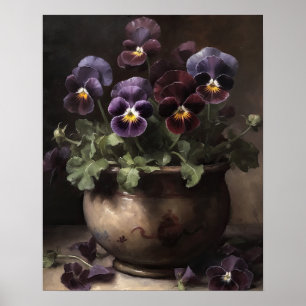 Lila Blume Kunst, Dichtung und Musik Poster