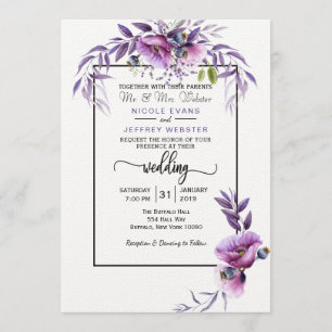 Lila Blume Land Hochzeit Einladung