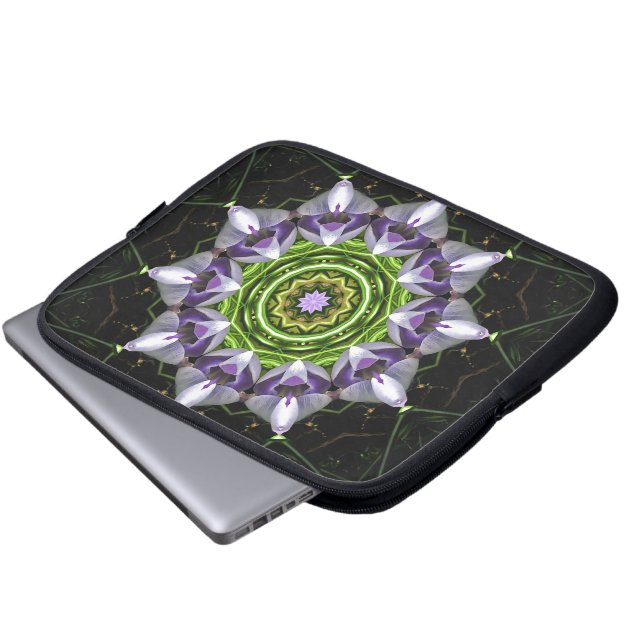 Lila Blume Laptopschutzhülle (Vorne Knopf)