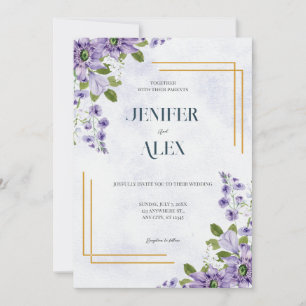 Lila Blume Lavante Floral Wedding Einladung