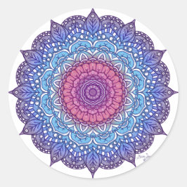 Lila Blume Leaf Mandala Runder Aufkleber