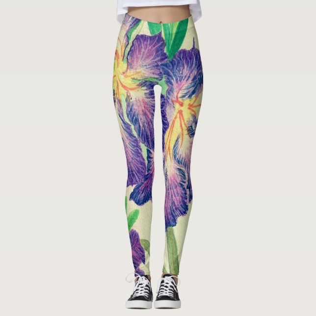 Lila Blume Leggings (Vorderseite)
