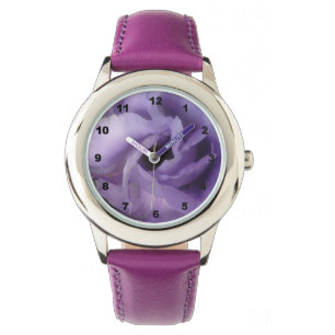 Lila Blume Lila Armbanduhr aus Edelstahl