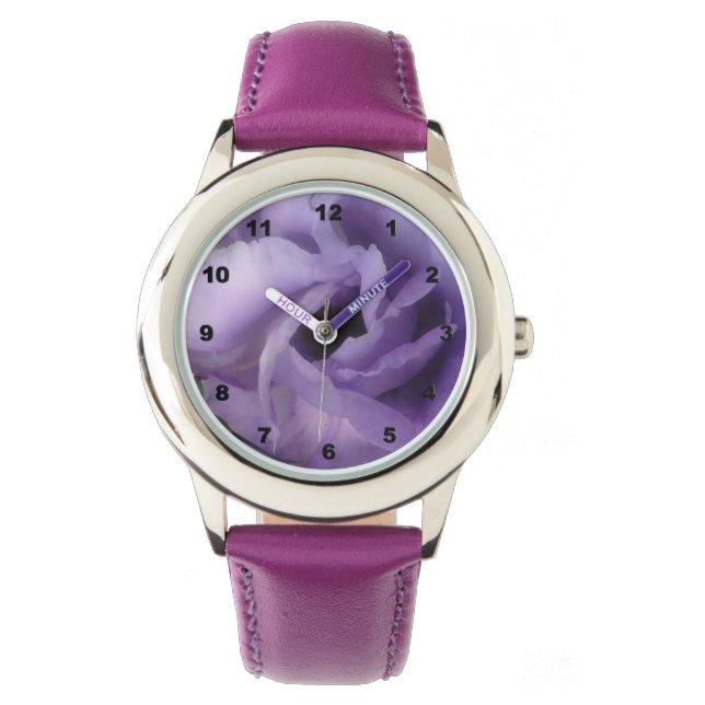Lila Blume Lila Armbanduhr aus Edelstahl (Vorderseite)
