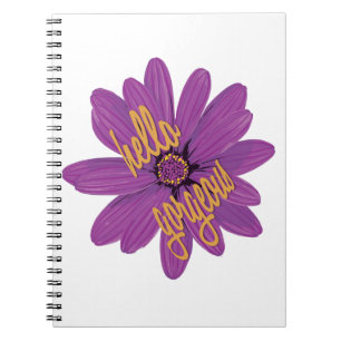 Lila Blume mit Orange Hello Gorgeous Notizblock