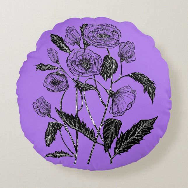 Lila Blume mit runden Kissen Mohnfarben (Vorderseite)