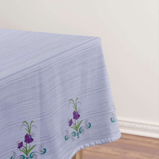 Lila Blume mit Tumbling Aquamarinen Wirbel 50x72 Tischdecke (Beispiel)