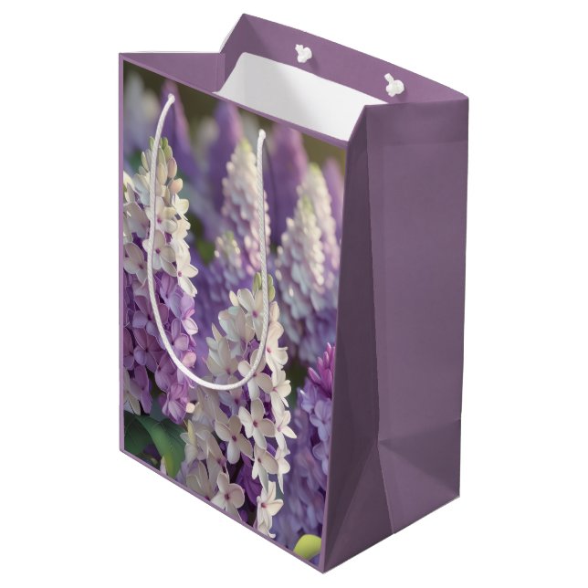 Lila Blume Mittlere Geschenktüte (Rückseite Schrägansicht)