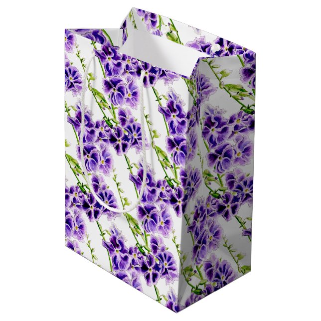 Lila Blume Mittlere Geschenktüte (Rückseite Schrägansicht)