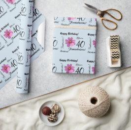 Lila Blume / Pastellblau / 40 und fabelhaft Geschenkpapier