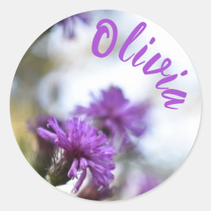 Lila Blume Personalisiert Gartenfotografie Runder Aufkleber
