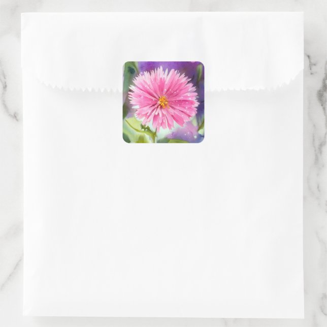 Lila Blume Quadratischer Aufkleber (Tasche)