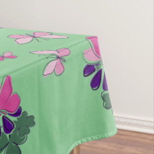 Lila Blume Rosa Schmetterling Doodle Border Green Tischdecke