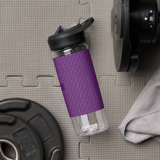 Lila Blume, roter Mohn isoliert Trinkflasche (Fitnessstudio)