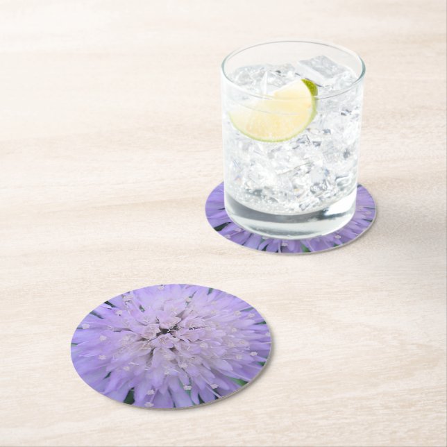 Lila Blume Runder Pappuntersetzer (Vor Ort)