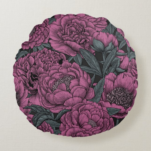 Lila Blume Rundes Kissen (Vorderseite)