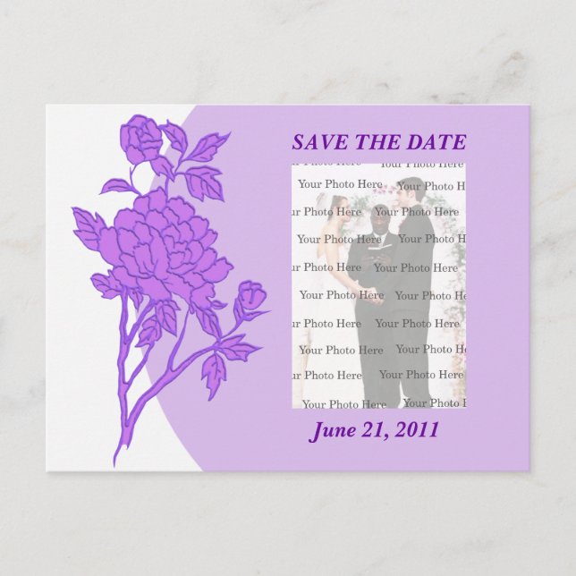 Lila Blume Save the Date Postkarte (Vorderseite)
