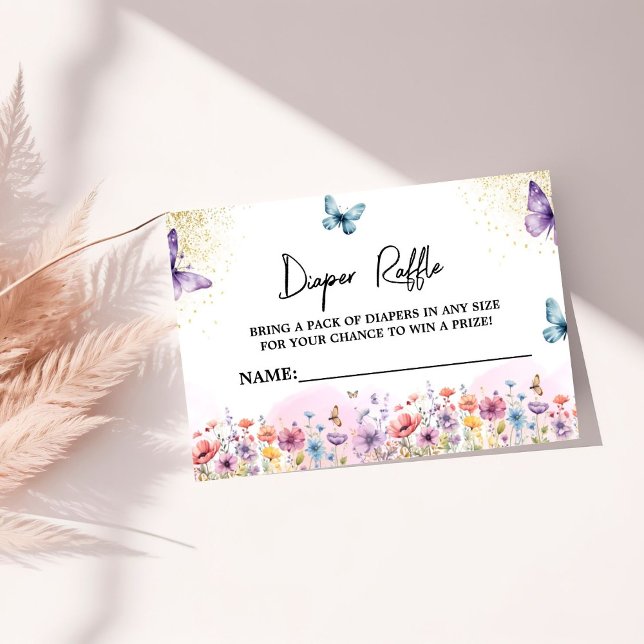 Lila Blume Schmetterling Kinderdusche Windeln Wind Begleitkarte (Von Creator hochgeladen)