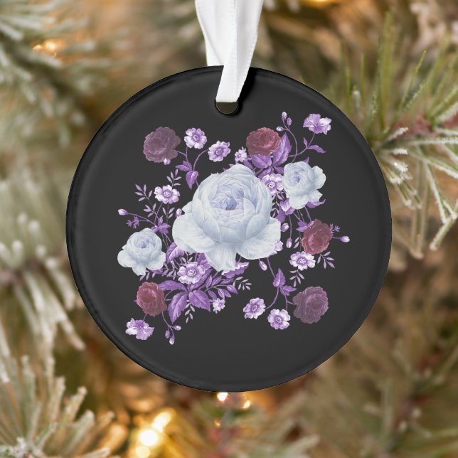 LILA-BLUME, SCHWARZER HINTERGRUND ORNAMENT (Baum)
